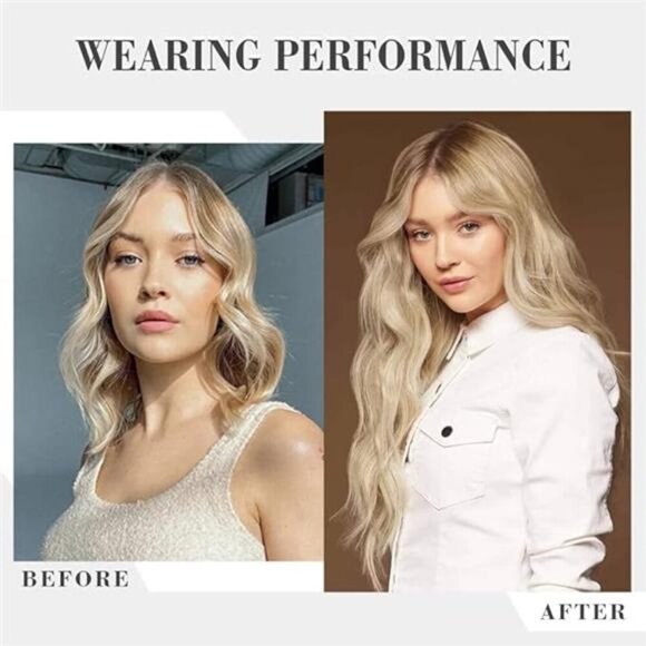 22 Inch Clip In Hair Extensions 7 PCS Long Wavy Synthetic Black Hair Extension - Picture 6 of 7